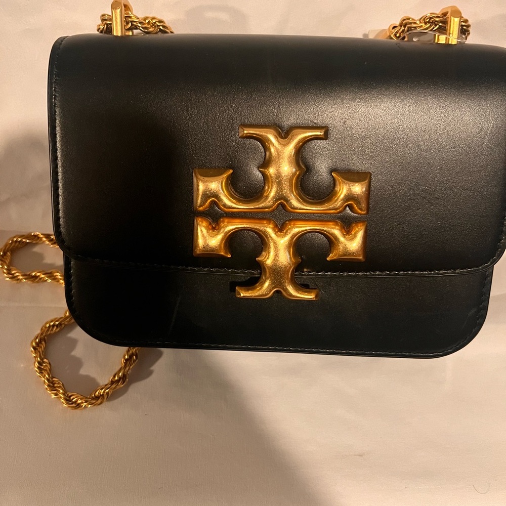 mid size tory Burch bag all black leather